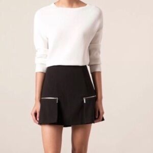 Michael Kors Black Gold Zipper Mini Skirt with Ruffle Flounce - 6